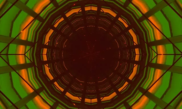 Neonový Tunel Zeleno Oranžový Oktagon Vír VJ Loop 60fps 5:3 Široký Spořič