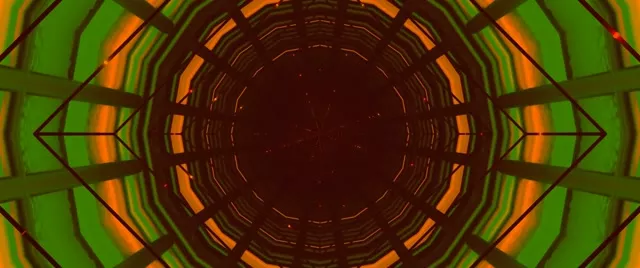 নিয়ন টানেল সবুজ কমলা রেডিয়াল ভরটেক্স VJ Loop 2.39:1 সিনেমাস্কোপ 60fps স্ক্রিনসেভার