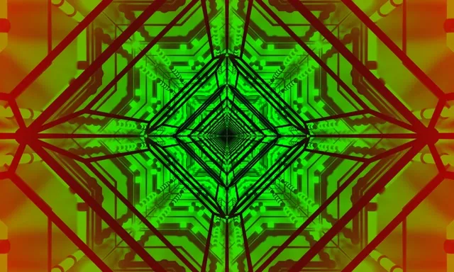 Neon Tonnel Groen Rooi Stroombaan 5:3 wyd 60fps Skermbeveiliging VJLoops