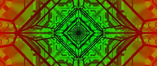 Tunnel Neon Verde Rosso Frattale Screensaver 2.39:1 Cinemascope 60fps VJ Loop