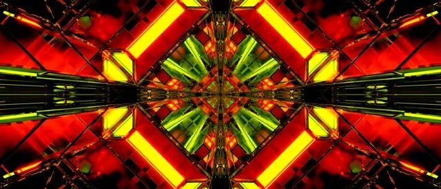 Twnnel Neon Ffrwydrad Caleidosgop VJ Loop 21:9 Ultralydan 60fps Arbedwr Sgrin