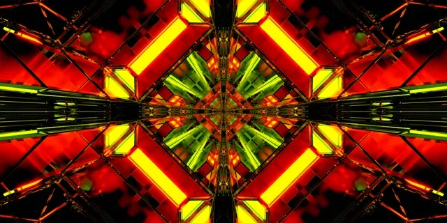 Túnel Neón Caleidoscopio Explosión Estrella 2:1 Univisium 60fps Salvapantallas Vj Loop