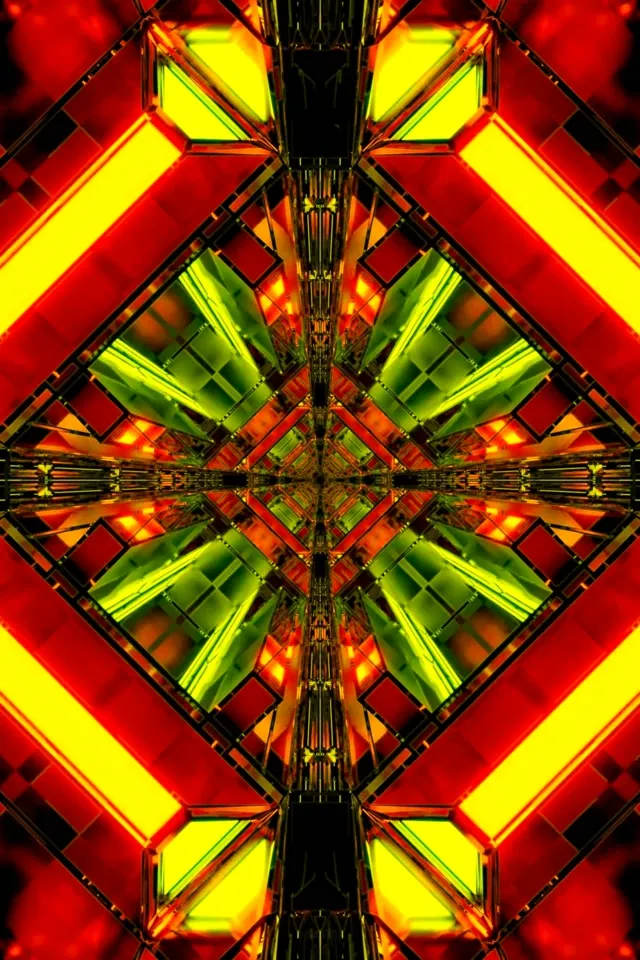 Neon Tunnel Diamond Kaleidoscope 2:3 Photo Portrait 60fps Screensaver VJ Loop
