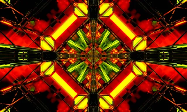 Neontunnel Kaleidoskop Diamant Utbrudd VJ Loop 5:3 Bred 60fps Skjermsparer