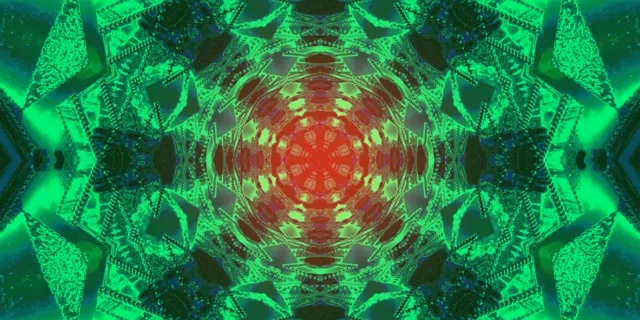 Túnel Neón Verde Vermello Caleidoscopio VJ Loop 2:1 Univisium 60fps Protector de Pantalla