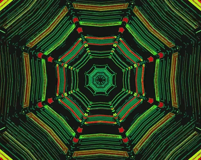 霓虹隧道綠紅八角形 5:4 工業級 60fps 螢幕保護程式 VJLoops