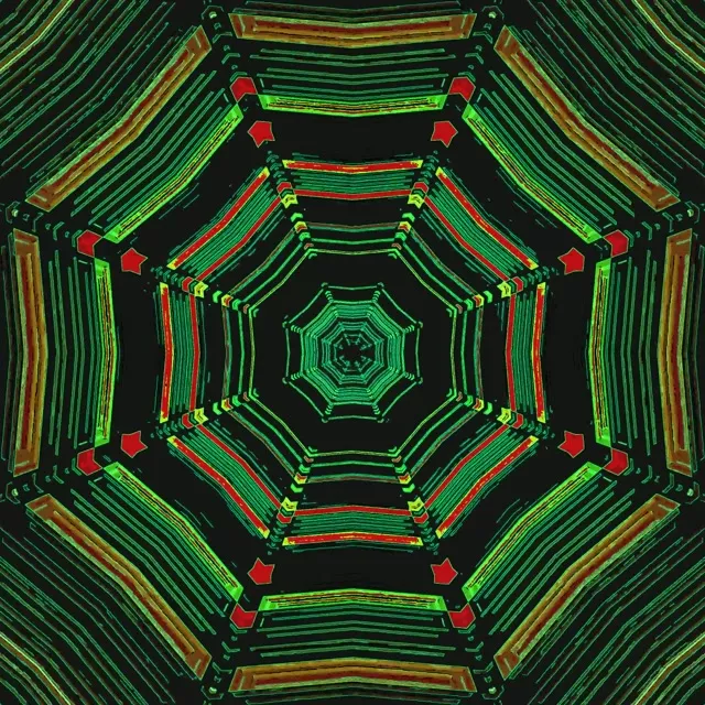 Neon Tunnel Berde Pulang Octagon Screensaver 1:1 Parisukat 60fps VJ Loop