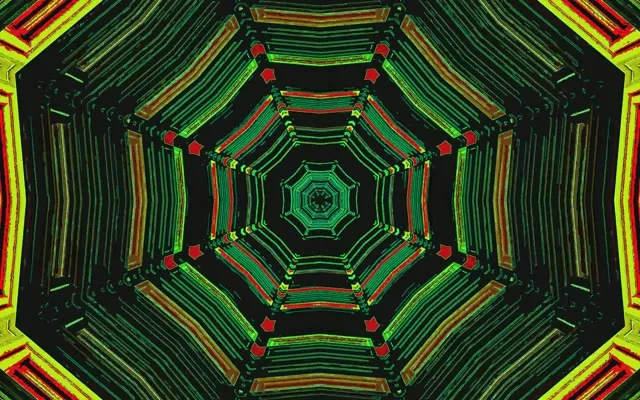 Neon Tunnel Berde Pulang Octagon Screensaver 16:10 MacBook 60fps VJ Loop