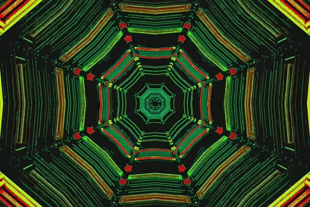 تونل نئون هشت ضلعی سبز قرمز Screensaver 3:2 Surface 60fps VJ Loop