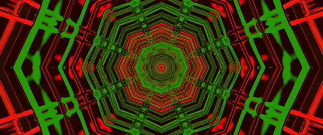 नीयन टनल लाल हरा अष्टकोण भंवर VJ Loop 2.39:1 सिनेमास्कोप 60fps स्क्रीनसेवर