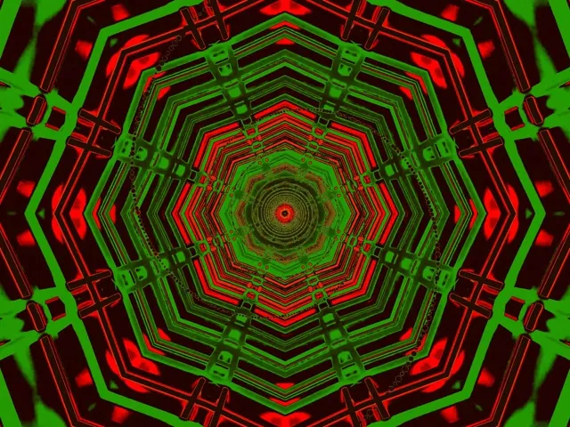 Neon Tünel Kırmızı Yeşil Sekizgen Vortex Ekran Koruyucu 4:3 Klasik 60fps Vj Loop