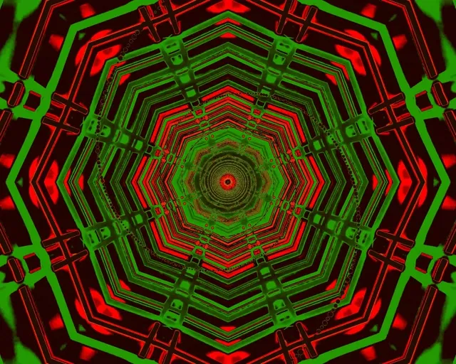 Neon Alagút Piros Zöld Nyolcszög Örvény VJ Loop 5:4 Ipari 60fps Képernyővédő