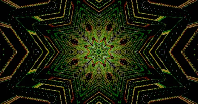 Neon Alagút Zöld Csillag Kaleidoszkóp Képernyővédő 4K UHD 60fps VJLoops