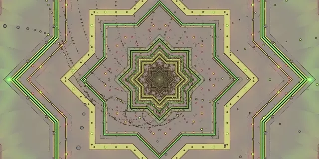 Túnel Neon Verde Estrela Protector de Pantalla 2:1 Univisium 60fps VJ Loop PC