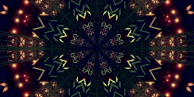 Neon Tunnel Green Star Screensaver 2:1 Univisium 60fps VJ Loop screensaver pc