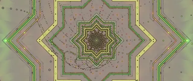 อุโมงค์นีออนดาวเขียว Screensaver 2.39:1 Cinemascope 60fps VJLoops