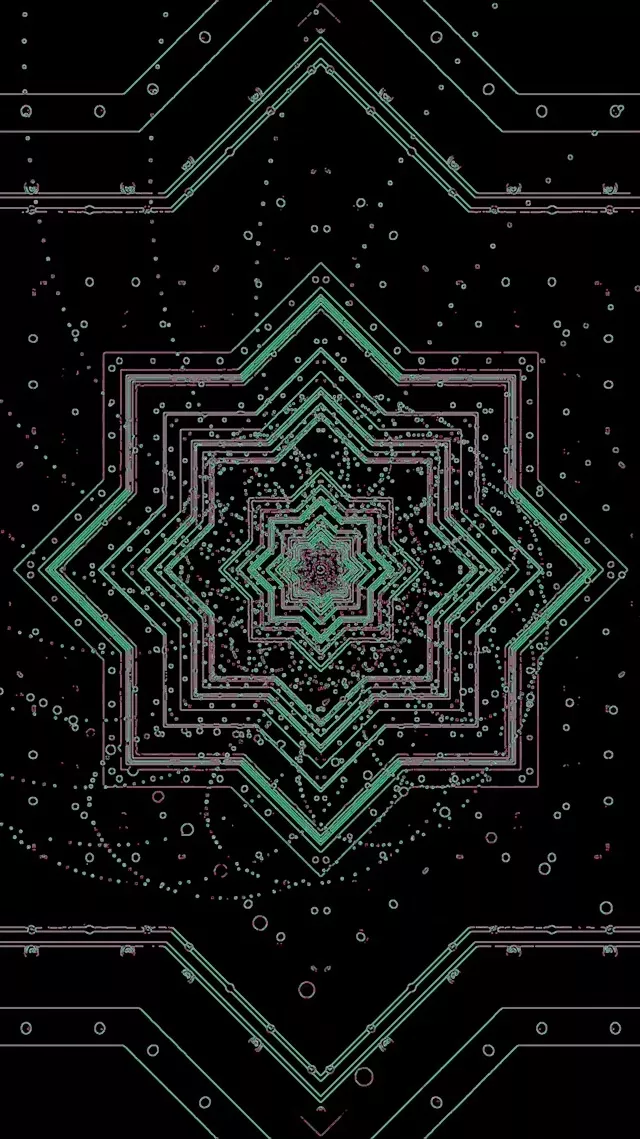 Neon Tunel Zelená Hvězda Spořič obrazovky 60fps 9:16 Reels VJ Loop