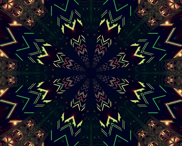 Tunel Neon Verde Zigzag 5:4 industrial 60fps Screensaver VJ Loop