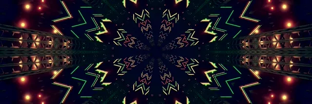 霓虹燈隧道綠色之字形螢幕保護程式 3:1 三倍寬 60fps VJ Loop