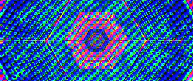 霓虹隧道六角網格 VJ Loop 2.39:1 電影比例 60fps 螢幕保護程式