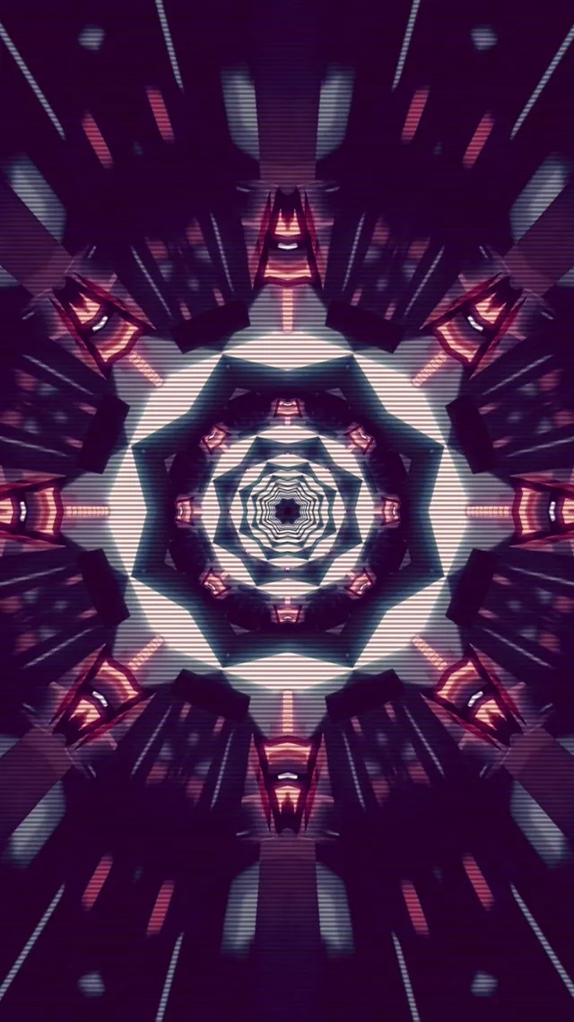 Neon Tunnel Hexagon Lila VJ Loop Skärmsläckare Windows 11 9:16 Reels 60fps