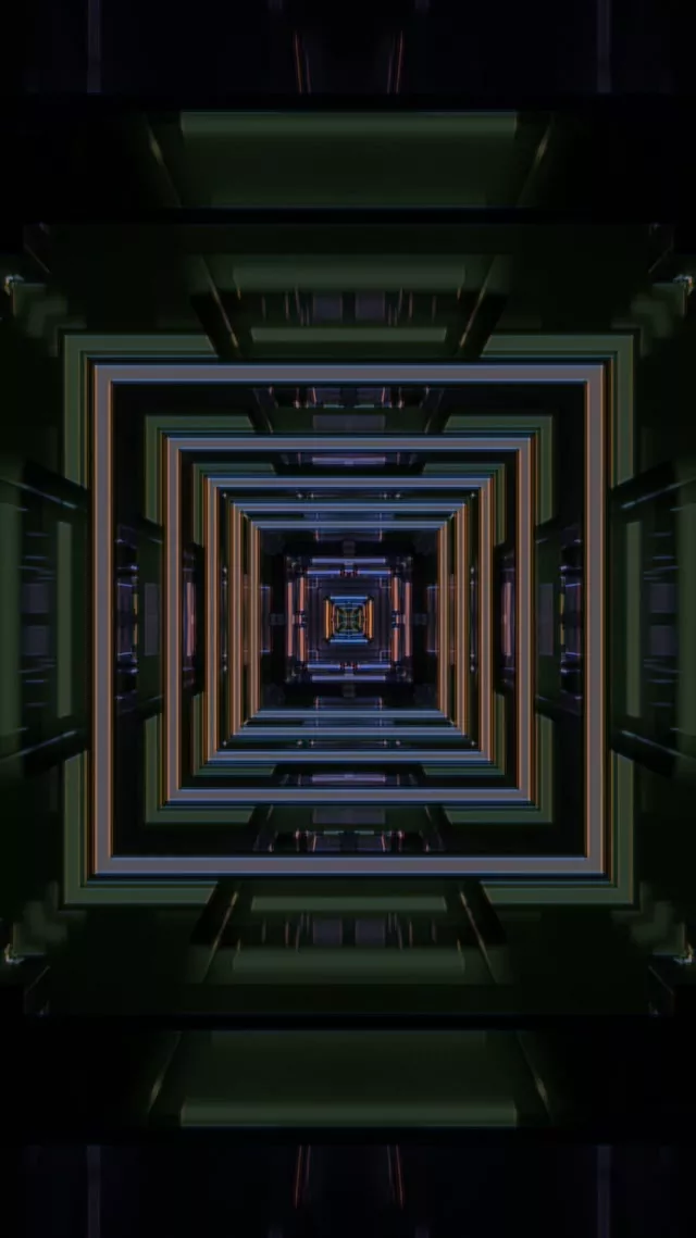 Neon Tunnel Infinite Square Vortex 9:16 Reels 60fps Screensaver VJ Loop
