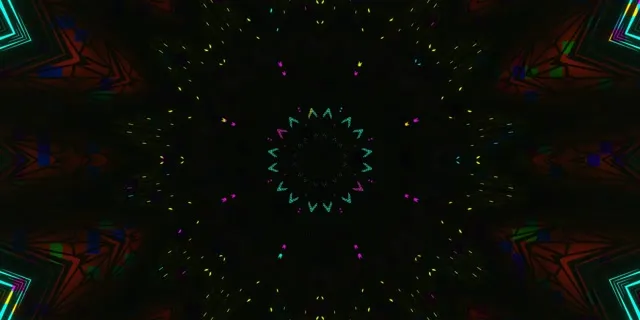 Túnel de Neón Explosión Estrella Caleidoscopio VJ Loop 2:1 Univisium 60fps Protector de Pantalla