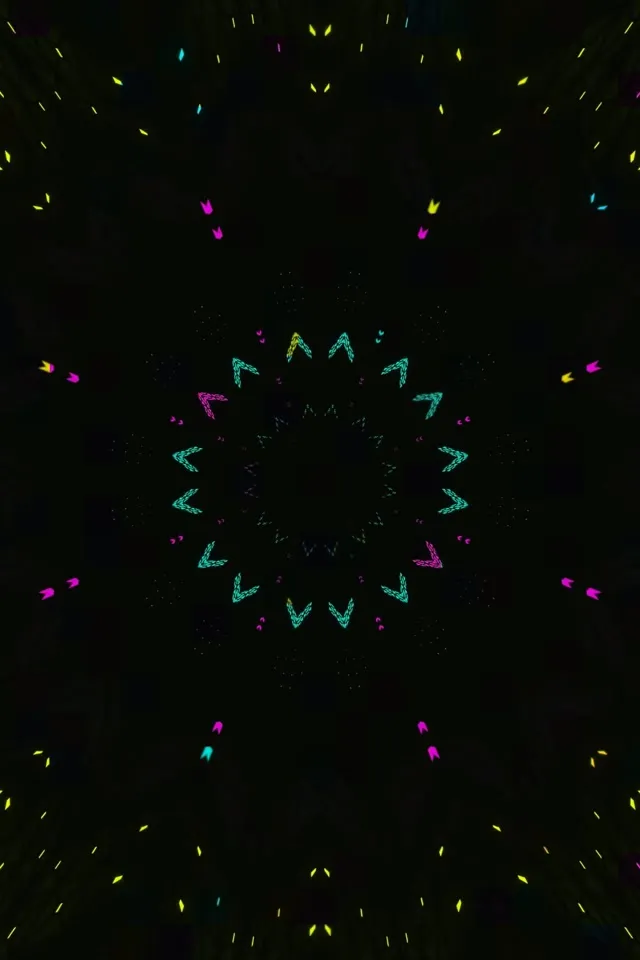 Neon Tunnel Kaleidoscope Kristal na Pagsabog 2:3 Photo Portrait 60fps Screensaver Vj Loop