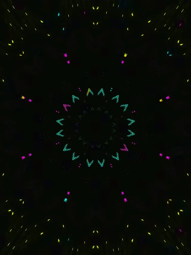 Neon Tunel Kaleidoskop Kristalni Prasak VJ Loop 3:4 iPad Portrait 60fps Screensaver