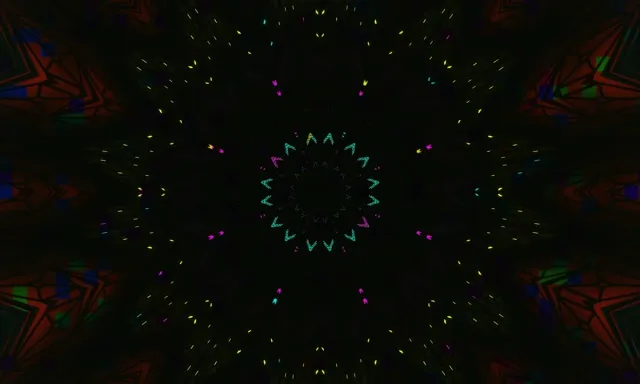 Neon Tunnel Kaleidoscope Star Burst VJ Loop 5:3 Wide 60fps Skjermsparer