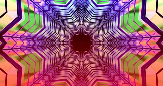 Tunnel Neon Caleidoscopio 4K UHD 60fps Screensaver VJ Loop
