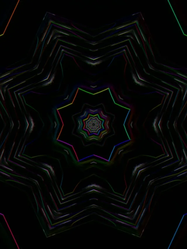 neon tunnel 3:4 ipad portrait 60fps screensaver rainbow star vj loop