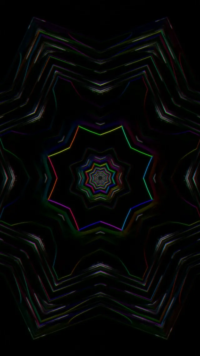 neon tunnel 9:16 reels 60fps screensaver rainbow mandala vj loop
