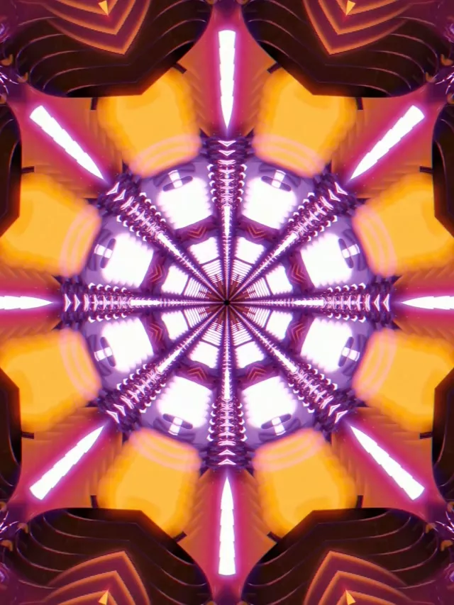 Neon Tunnel Kaleidoscope Burst VJLoops 3:4 iPad Portrait 60fps Screensaver