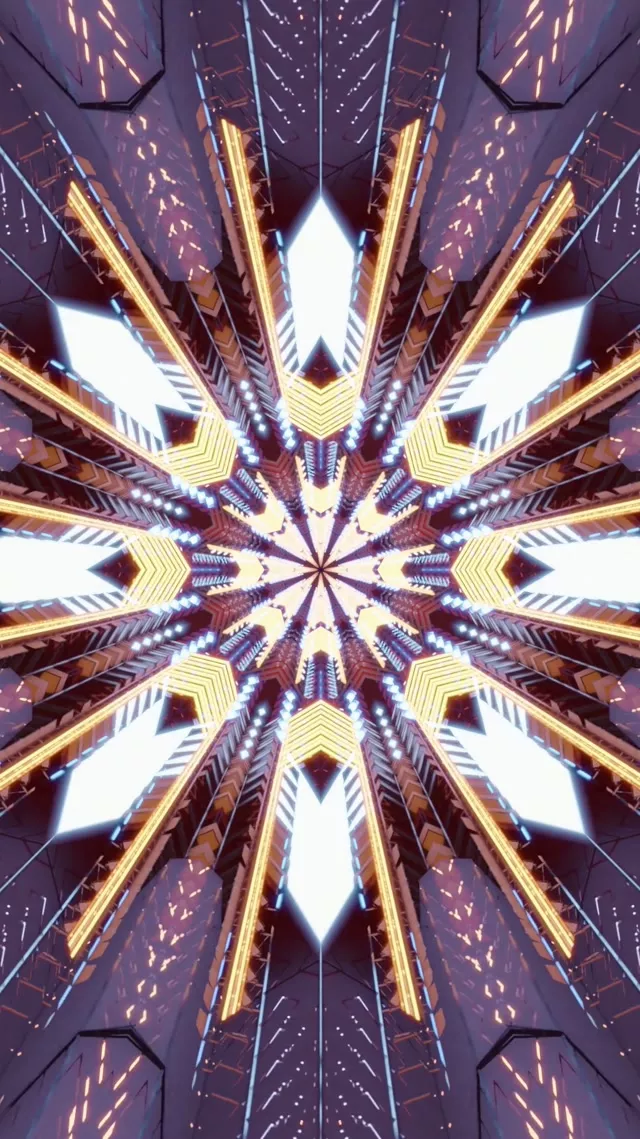 Neon Tunnel Kaleidoscope Burst VJ Loop 9:16 Reels 60fps Screensaver