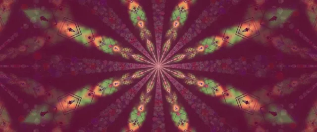 Neon Tunnel Kaleidoscope Petal Burst VJ Loop 2.39:1 Cinemascope 60fps Ekrano užraktis