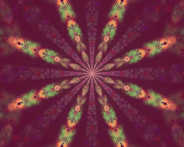 Neon Tunnel Fraktal Kaleidoskop Utbrudd 5:4 industriell 60fps Skjermsparer Vj loop