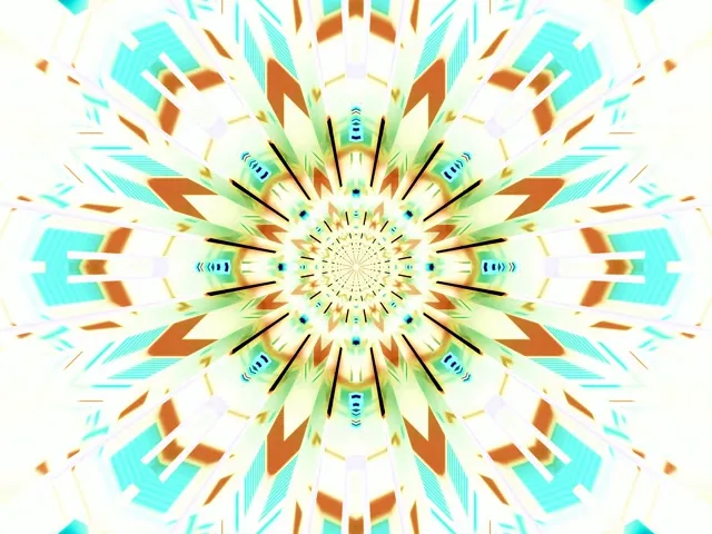 Terowongan Neon Kaleidoskop Mandala Burst VJ Loop 4:3 Klasik 60fps Screensaver