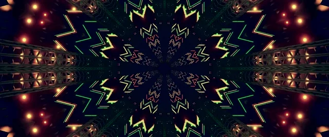 Tunnel Neon Caleidoscopio Screensaver 60fps 2.39:1 Vj Loop Verde