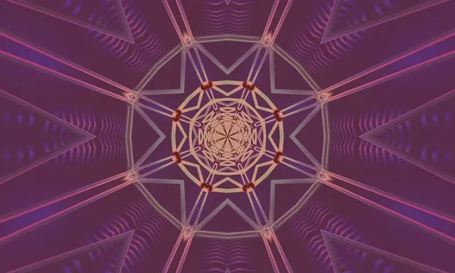 নিয়ন টানেল ক্যালিডোস্কোপ স্টার Vj Loop 5:3 ওয়াইড 60fps স্ক্রিনসেভার