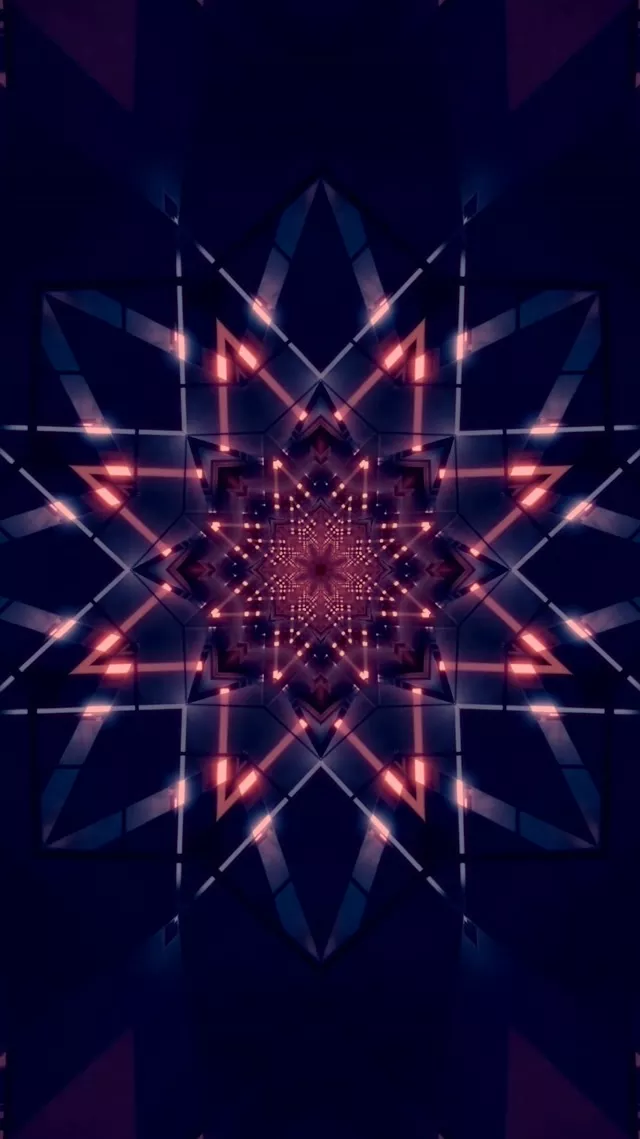 Terowong Neon Bintang Kaleidoskop VJLoops 9:16 Reels 60fps Penyelamat Skrin