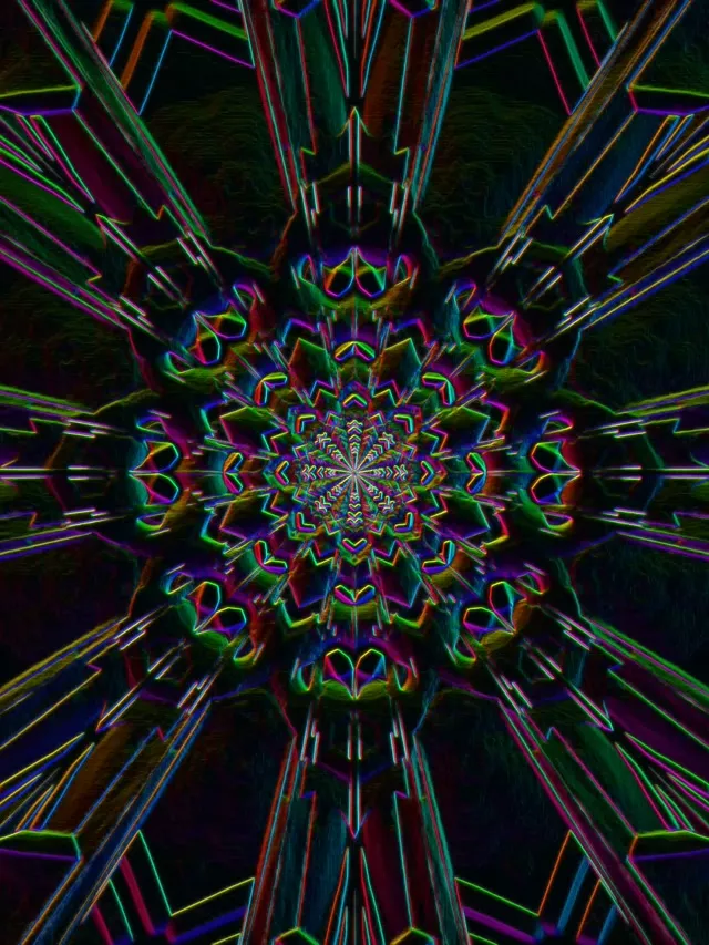 Neon Tunnel Kaleidoscope VJ Loop 3:4 iPad Portrait 60fps Screensaver