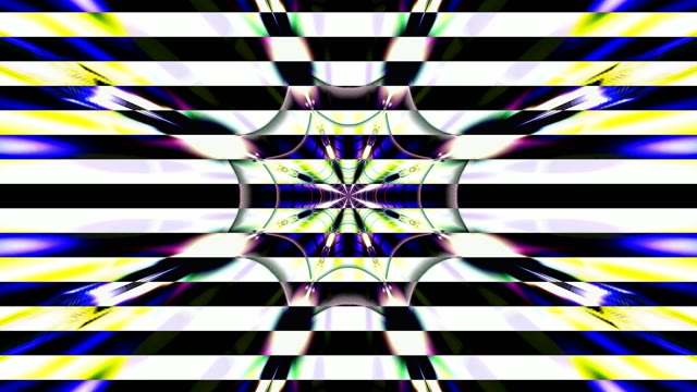 Neon tunnel kaleidoscope with symmetric radial patterns at 60fps