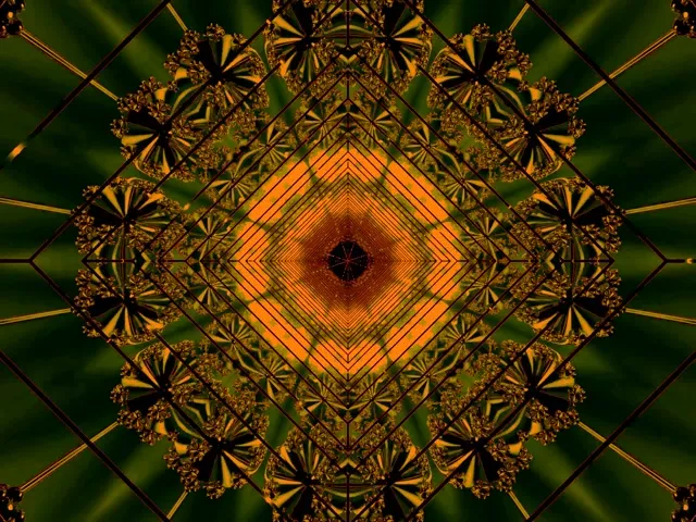 نيون تونيل ماندالا برتقالي أخضر 60fps 4:3 Classic Screensaver VJ Loop