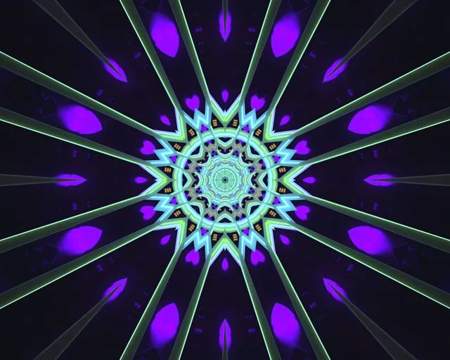 Neon Tunnel Mandala Lilla Grøn 5:4 Industrial 60fps Pauseskærm VJ Loop