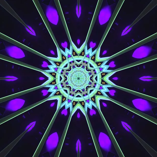 Neon Tunnel Mandala Lilla Grøn Pauseskærm 1:1 Firkantet 60fps VJ Loop
