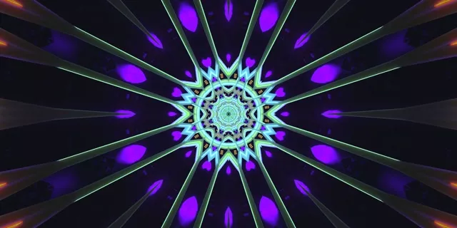 Neonowy Tunel Mandala Fioletowy Zielony Wygaszacz Ekranu 2:1 Univisium 60fps Vj Loop