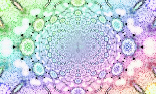 Tunel Neon Caleidoscop Mandala Curcubeu Vj Loop 5:3 Wide 60fps Screensaver