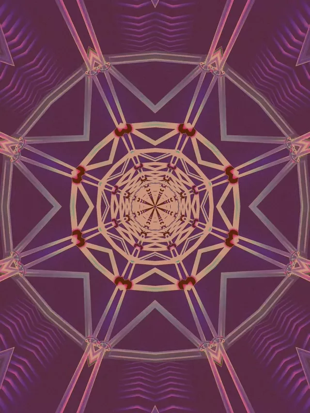 Neon Tunnel Mandala Star Vortex 3:4 iPad Portrait 60fps Screensaver Vj Loop