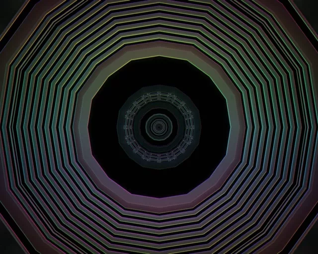5:4 industrial neon tunnel 60fps screensaver vj loop octagonal vortex